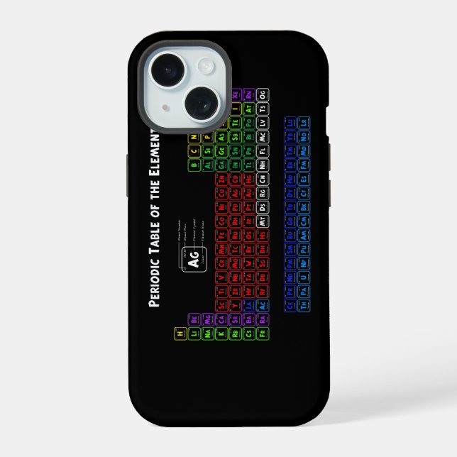 Coque iPhone 15 Tableau périodique des éléments 1 (Verso)
