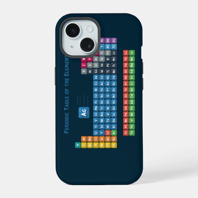 Coque iPhone 15 Tableau périodique des éléments 2 (Verso)