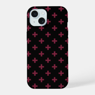Coque iPhone 15 Taches de polka mûre sur fond noir
