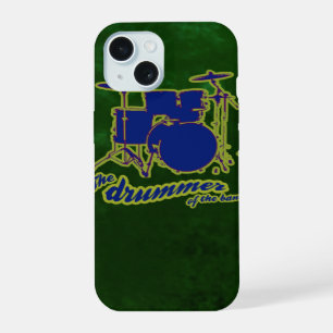 Coque iPhone 15 tambour sur fond vert sale