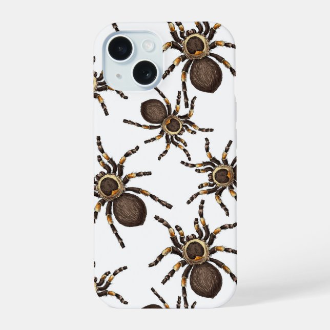 Coque iPhone 15 Tarantule sur fond blanc (Verso)