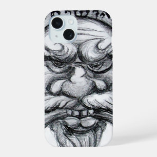 Coque iPhone 15 TAROT/ANTIQUE FANTASY GROTESQUE MASQUE Noir Blanc