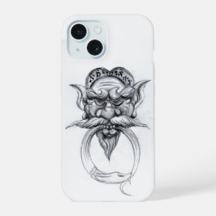 Coque iPhone 15 TAROT/ANTIQUE FANTASY GROTESQUE MASQUE Noir Blanc