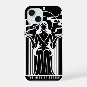 Coque iPhone 15 Tarot Grande Prêtresse Femme Fumant de l'Herbe Occ