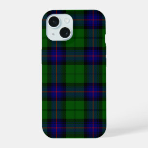 Coque iPhone 15 tartan Armstrong bleu et vert à carreaux