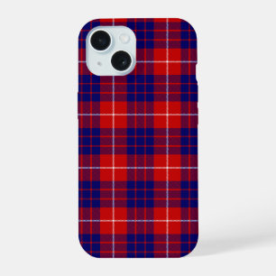 Coque iPhone 15 tartan Hamilton rouge bleu violet carreaux