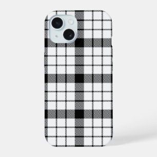 Coque iPhone 15 tartan MacFarlane noir blanc carreaux