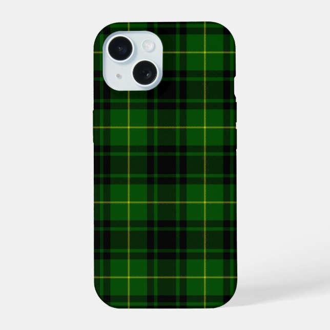 Coque iPhone 15 tartan vert MacArthur à carreaux (Verso)