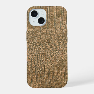 Coque iPhone 15 Taupe moderne Croc Cuir Texture