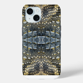 Coque iPhone 15 Taupe moderne Croc Cuir Texture