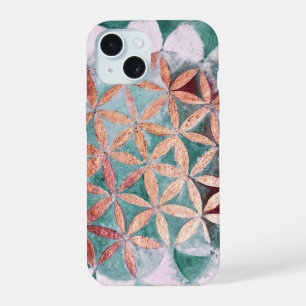 Coque iPhone 15 Teinte rose sarcelle pastel motif abstrait aquarel