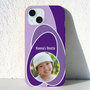 Coque iPhone 15 Teintes de Violet Ovale Remplacement de Photo