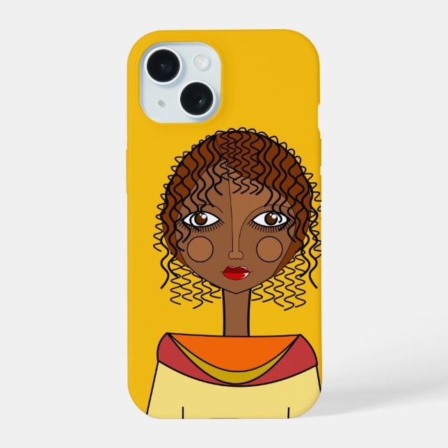 Coque iPhone 15 Téléphone Abstrait joli visage (Verso)