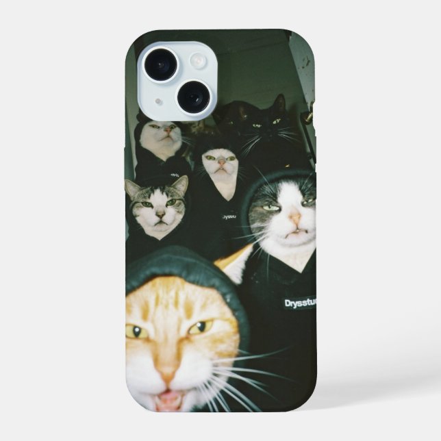 Coque iPhone 15 Téléphone Chat  (Verso)