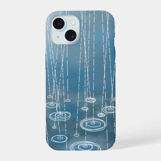 Coque iPhone 15 Temps Pluvieux Bleu (Verso)