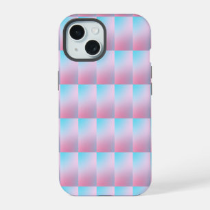 Coque iPhone 15 Tendance Contemporaine Bleu Rose Cyan