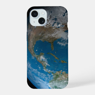 Coque iPhone 15 Terre complète avec l'Amérique du Nord et du Sud.
