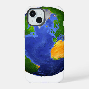 Coque iPhone 15 Terre complète montrant des données topographiques