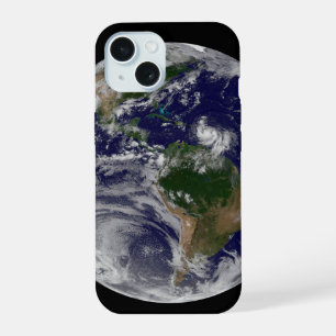 Coque iPhone 15 Terre entière avec des tempêtes tropicales dans l'