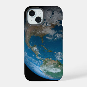 Coque iPhone 15 Terre entière avec l'Amérique du Nord et du Sud.