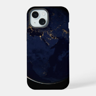 Coque iPhone 15 Terre entière avec lumières de la ville