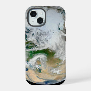 Coque iPhone 15 Terre montrant l'Arctique, l'Europe et l'Asie.