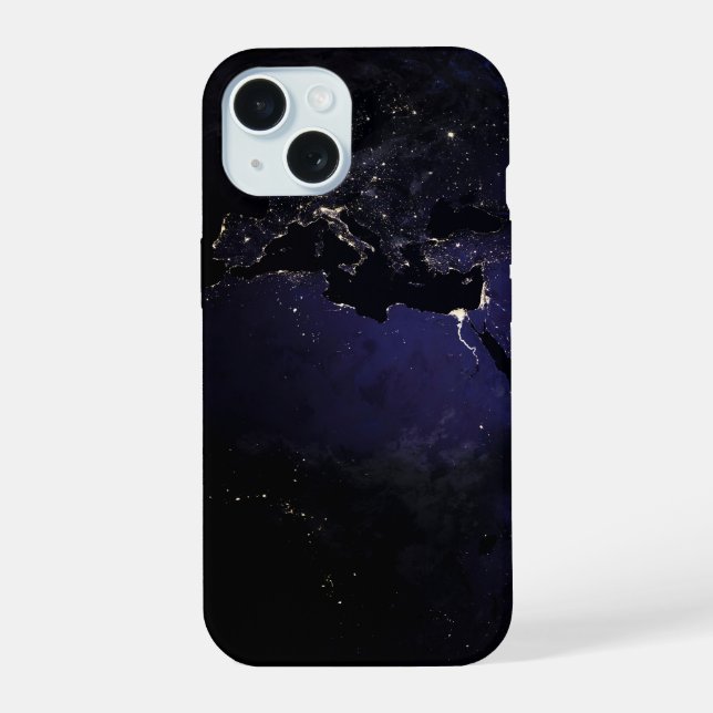 Coque iPhone 15 Terre Pleine Montrant Les Lumières De La Ville D'E (Verso)