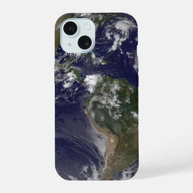 Coque iPhone 15 Terre Pleine Montrant Les Tempêtes Tropicales Dans (Verso)