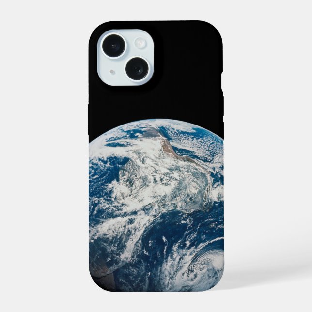 Coque iPhone 15 Terre Tirée De L'Aollo 8 Spacecraft. (Verso)