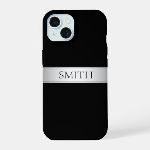 Coque iPhone 15 Texte et couleurs modifiables Rayure de dégradé