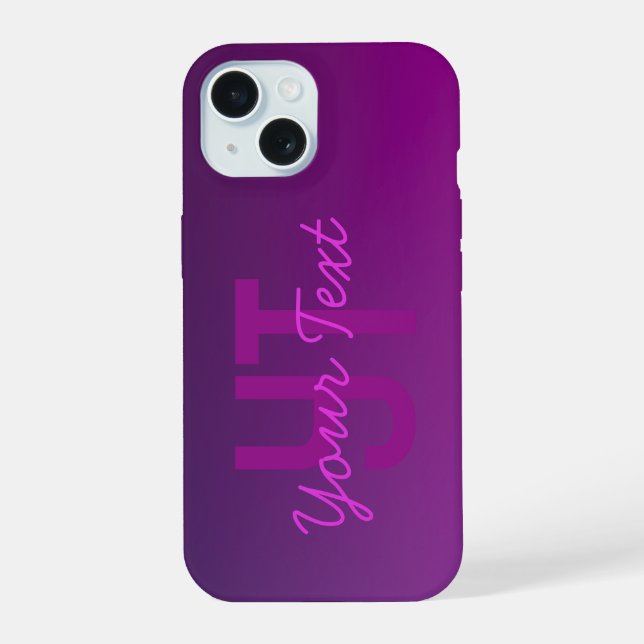 Coque iPhone 15 Texte Monogrammé Moderne Éditable & Ombre Violet  (Verso)