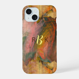 Coque iPhone 15 texture Abstraite de bois et de peinture