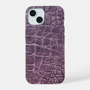 Coque iPhone 15 Texture de cuir de crocodile Taupe moderne