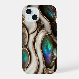Coque iPhone 15 Texture de marbre élégant Pierres d'Abalone Luxe
