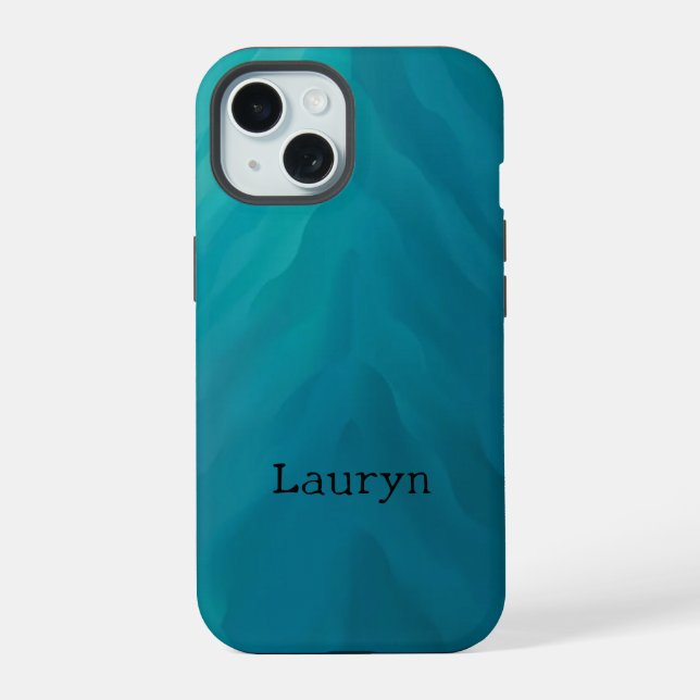 Coque iPhone 15 Texture de verre sarcelle (Verso)