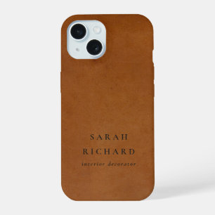 Coque iPhone 15 Texture en cuir marron rustique moderne élégant pe