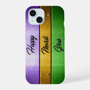 Coque iPhone 15 Thème gras Mardi audacieux de SlipperyJoe violet o