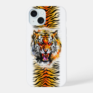 Coque iPhone 15 Tiger snarl et rayures belle image
