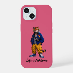 Coque iPhone 15 Tigre Cool dans l'Art Streetwear - Tigre de Style