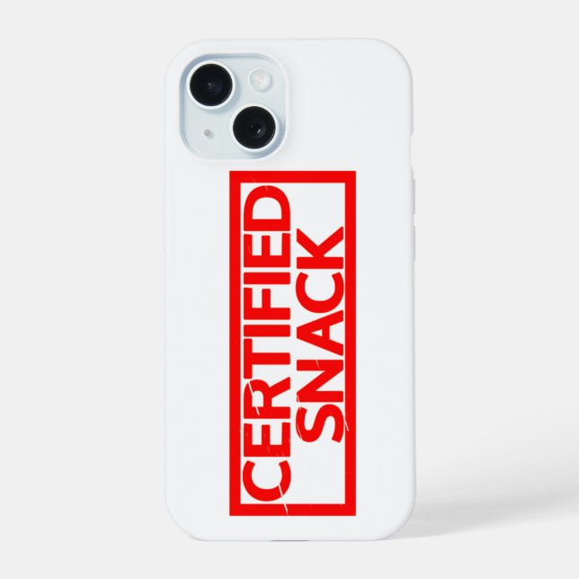 Coque iPhone 15 Timbre Snack Certifié (Verso)