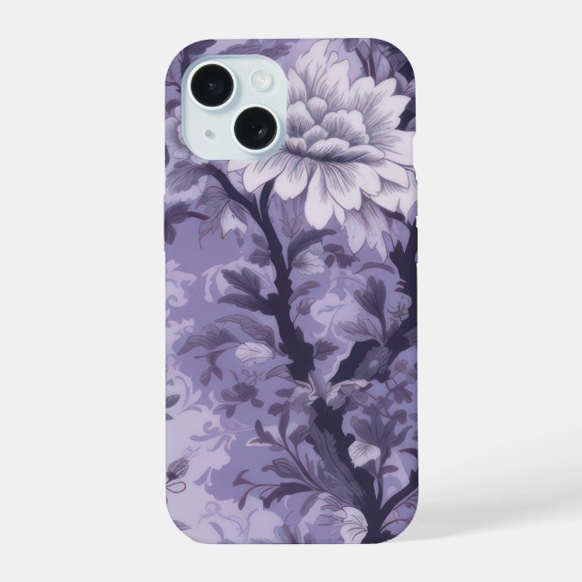 Coque iPhone 15 Toile violette de Fleur (Verso)