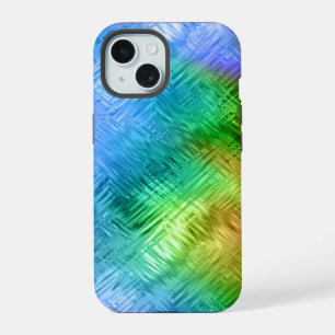 Coque iPhone 15 Topaze mystique bleu texture vitreuse