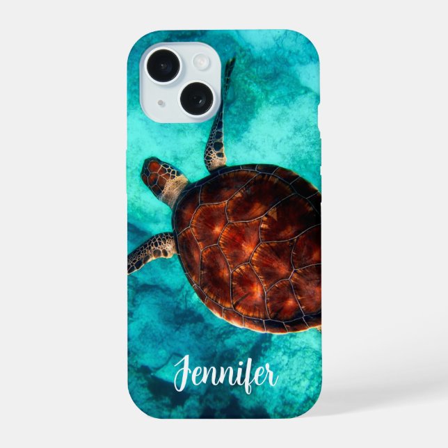 Coque iPhone 15 Tortue de mer Océan  (Verso)