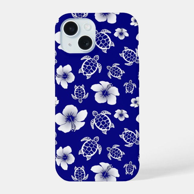 Coque iPhone 15 Tortues Et Hibiscus (Verso)