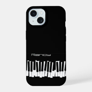 Coque iPhone 15 Touches de piano noir et blanc Étui pour cadeaux