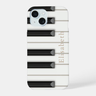 Coque iPhone 15 Touches de Piano Réalistes Musique Personnalisée