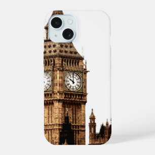 Coque iPhone 15 Tour Big Ben sépia