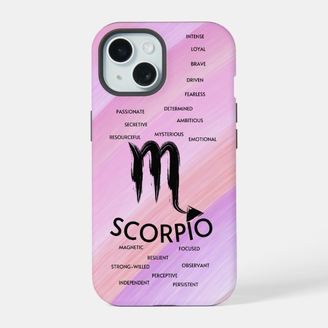 Coque iPhone 15 Traits de la fille du zodiaque Scorpion (Verso)