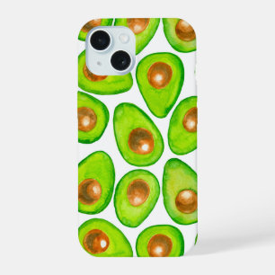 Coque iPhone 15 Tranches d'avocat aquarelle