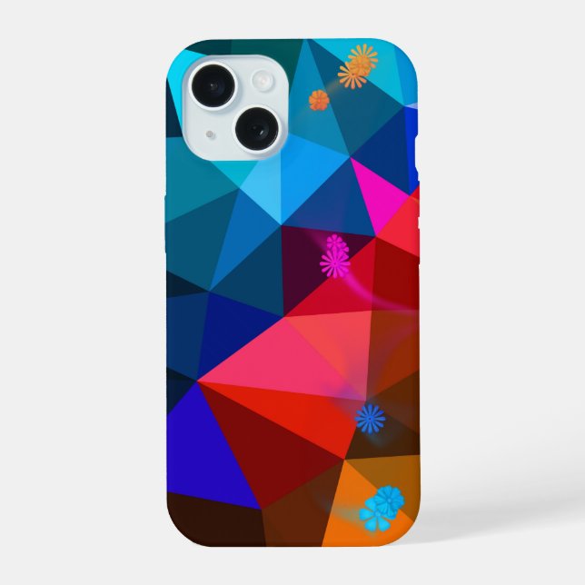 Coque iPhone 15 Triangle Abstrait et marguerite (Verso)
